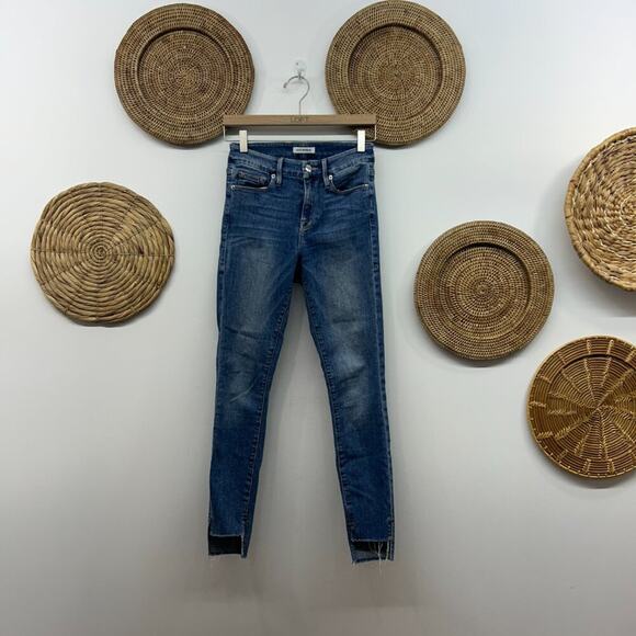 Good American Blue Distressed Good Legs Skinny Jeans Denim 0/25 - Picture 1 of 7